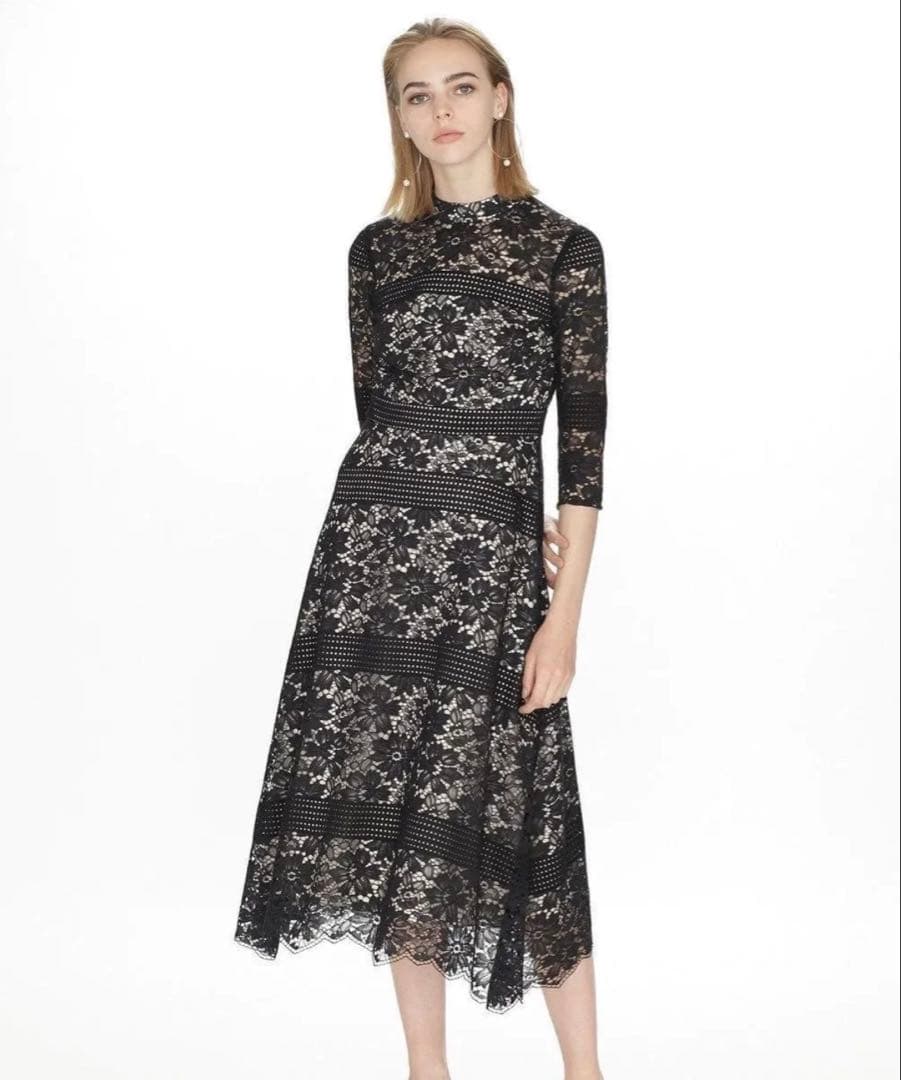 Diagram ダイアグラム　ドレス 花柄 総レース　ハイネック