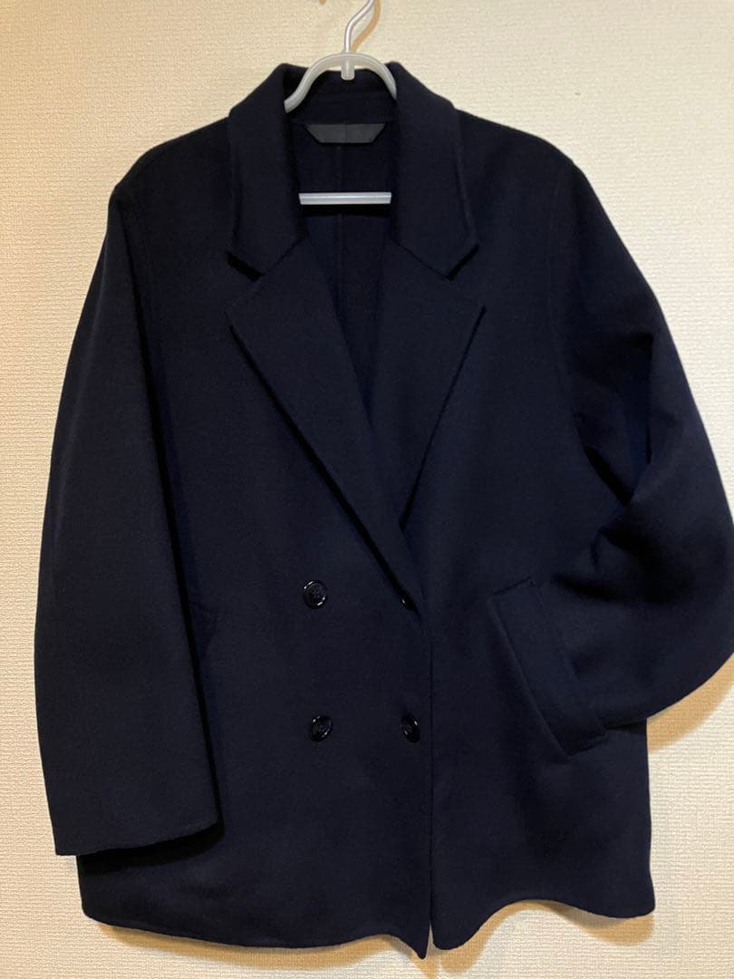 【24-25AW】ウールリバーコート　ネイビー
