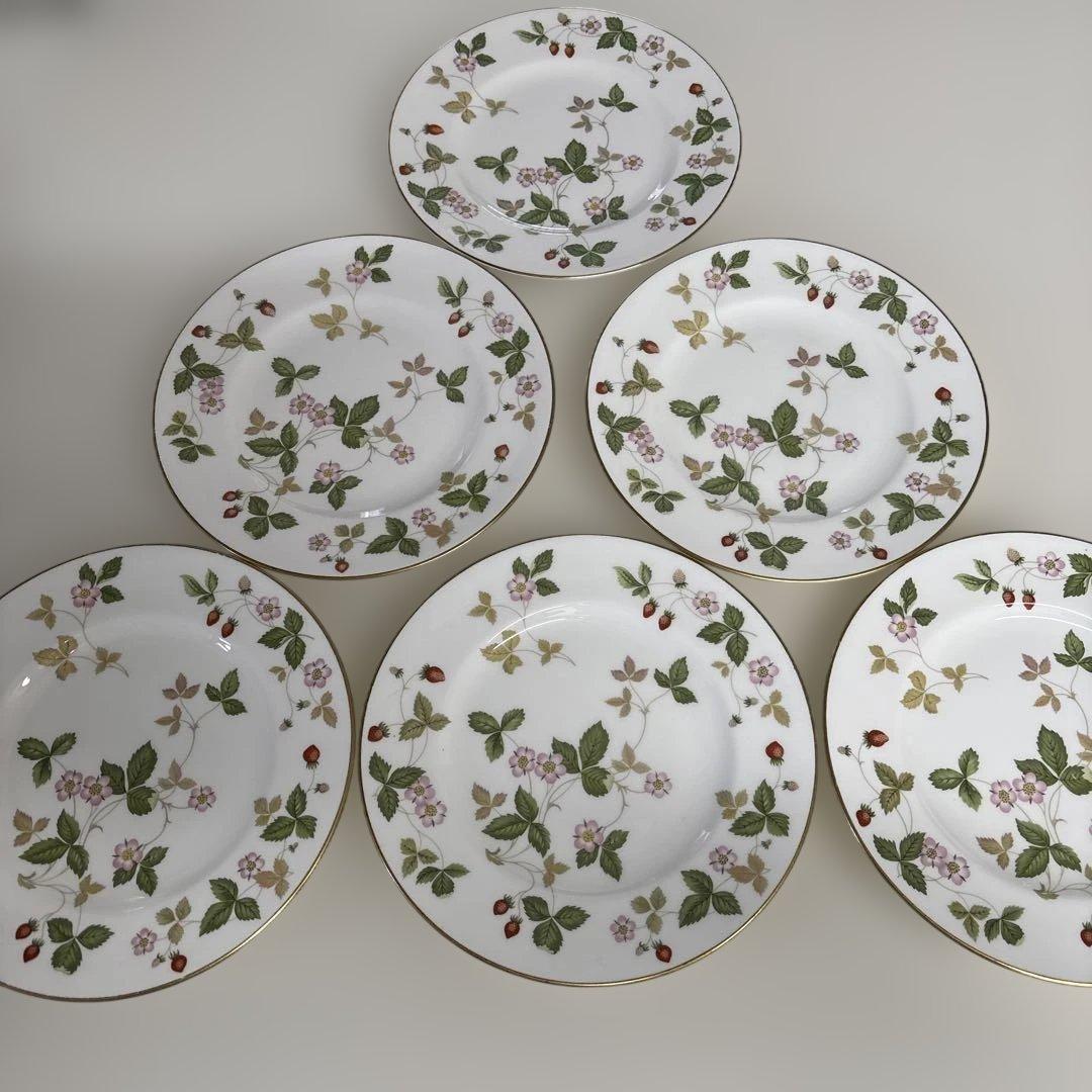 ウェッジウッド　ワイルドストロベリー　デザートプレート20.5cm 黒壺6枚