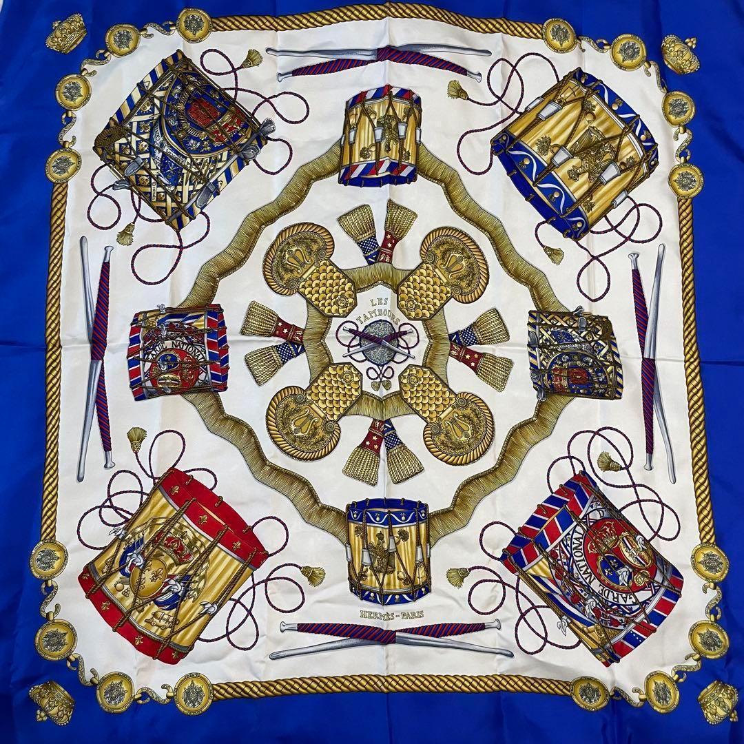 【美品】HERMES エルメス　スカーフ　カレ90 タンブールの太鼓