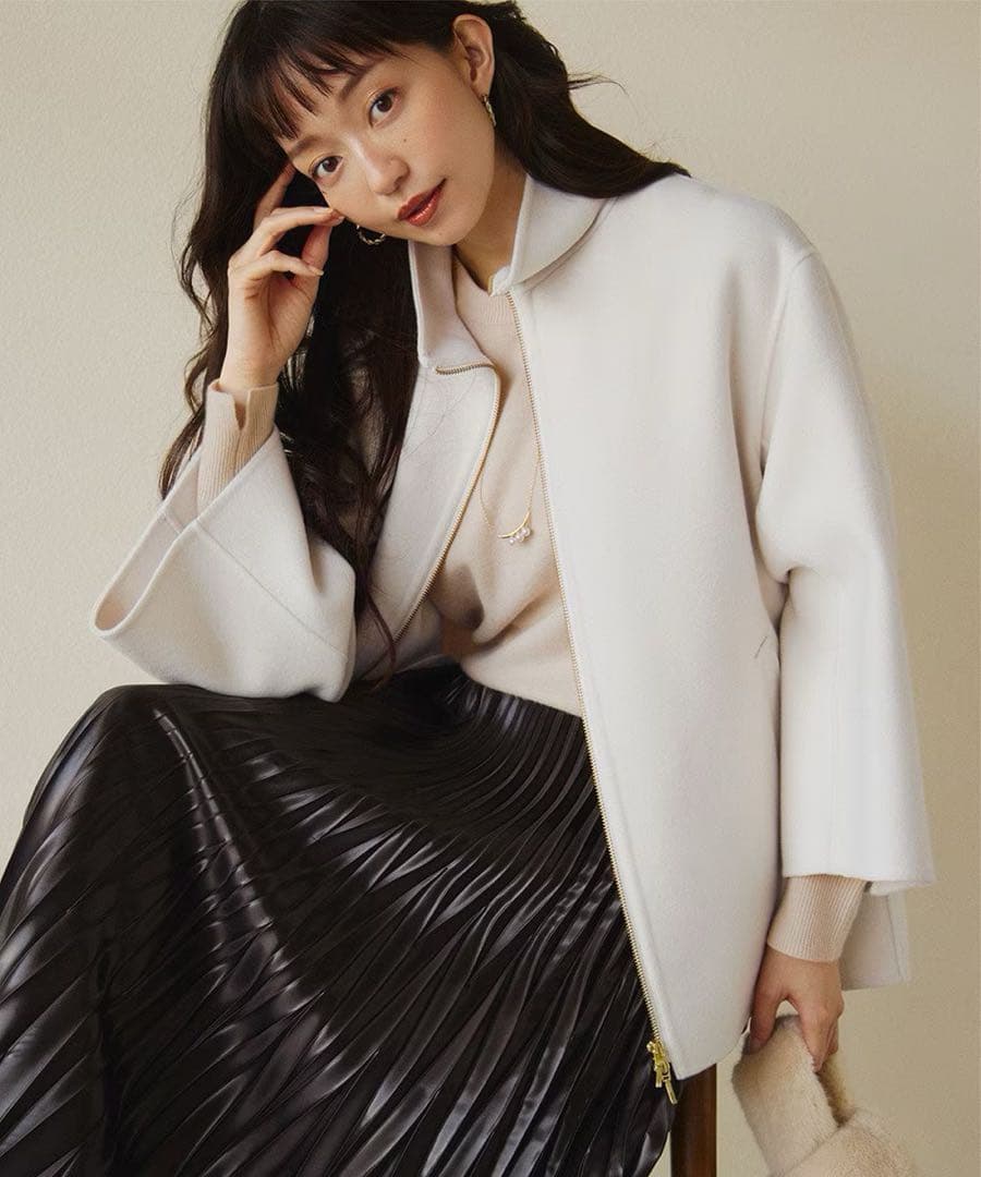 値下　ウールリバー スタンドカラーコート　サイズ32