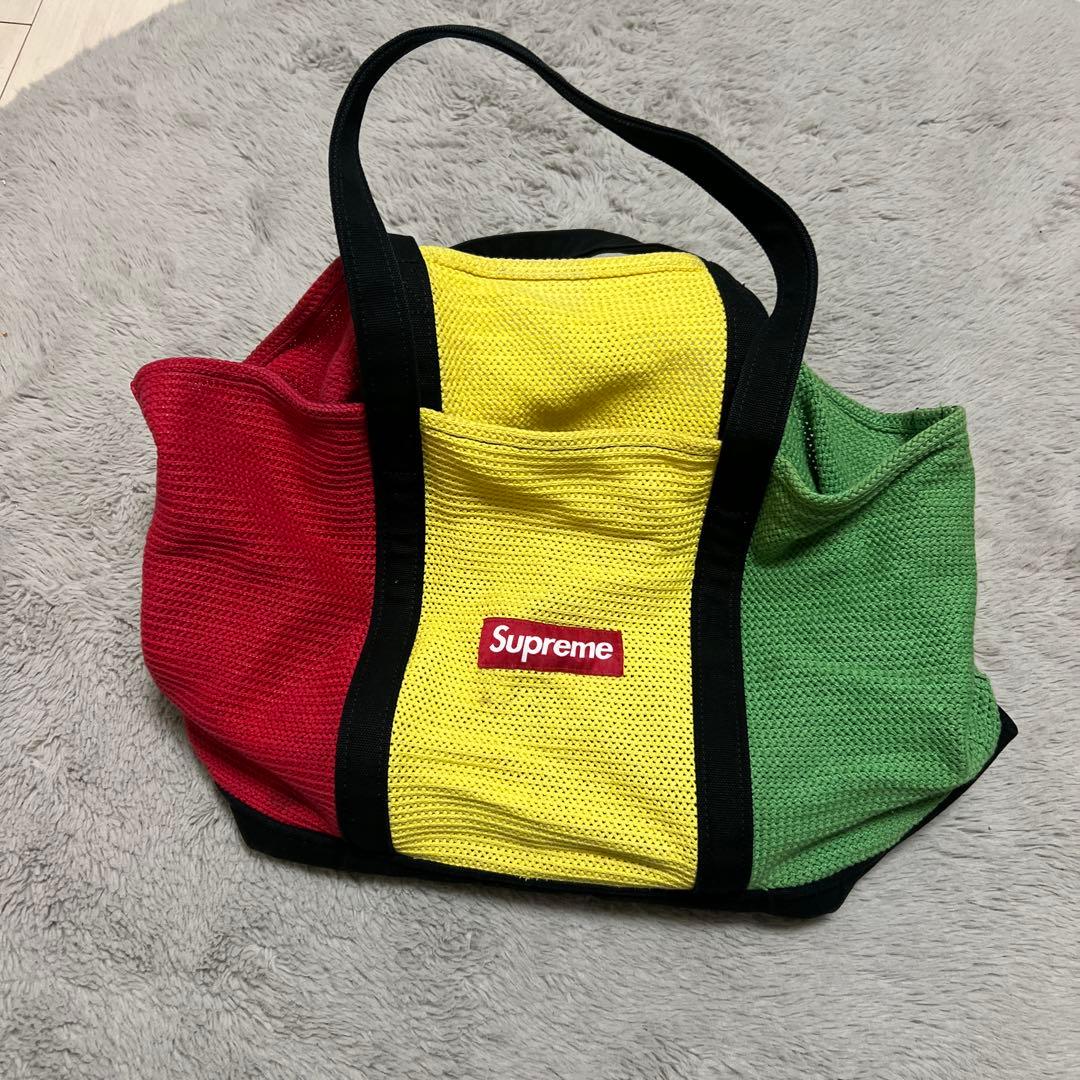 Supreme メッシュトートバッグ ラスタカラー