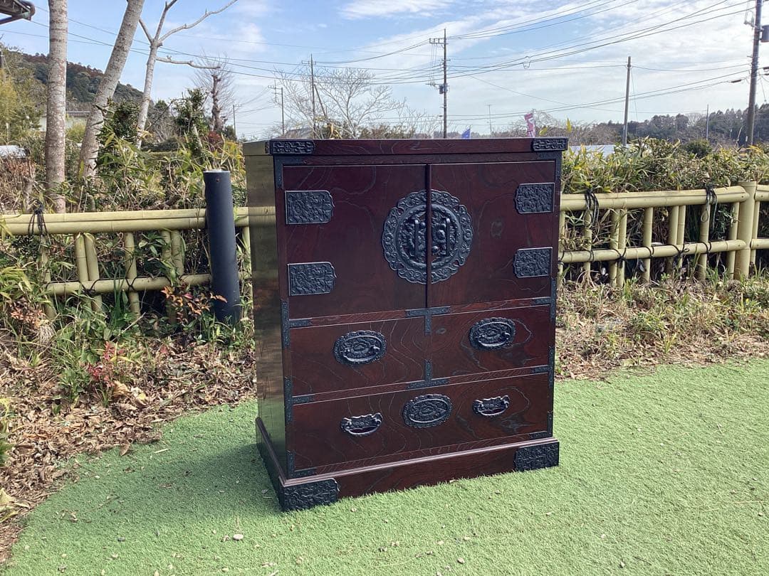 [智花] 時代箪笥　民芸箪笥　装飾金具　整理箪笥