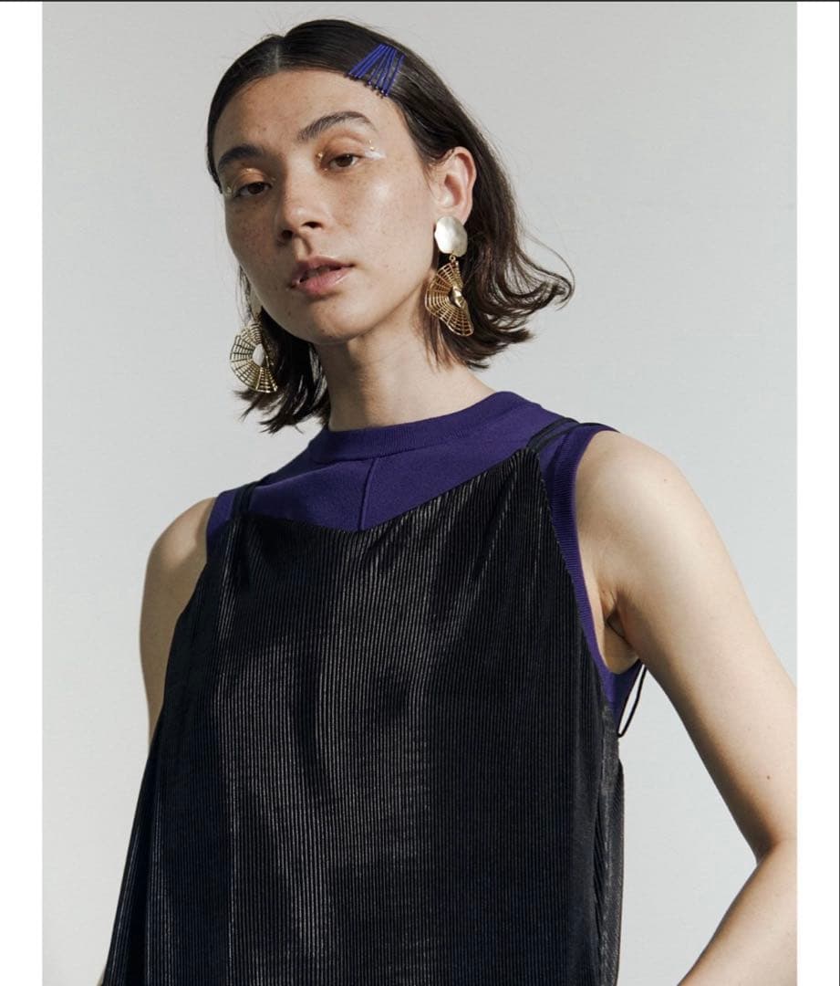 美品⚑アンスリード クリスタルプリーツ オールインワン ブラック 36