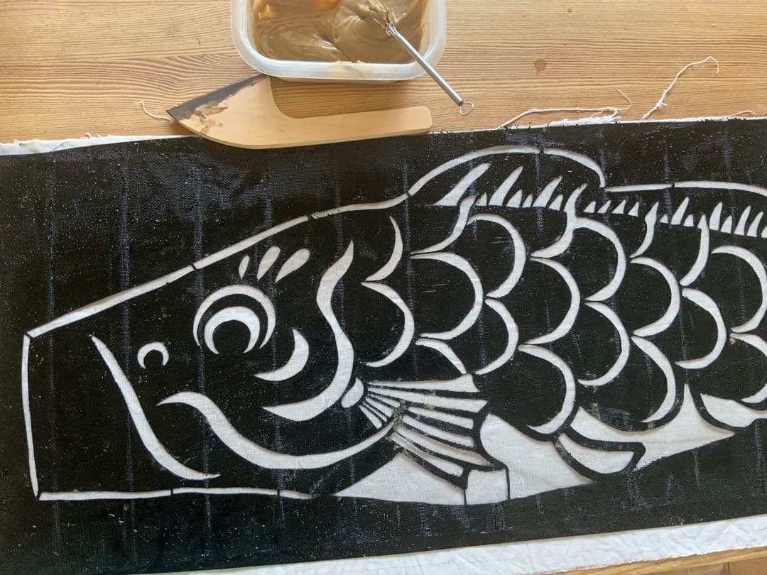 藍染め鯉のぼり　<中単体> 名入れあり　手染め　淡色