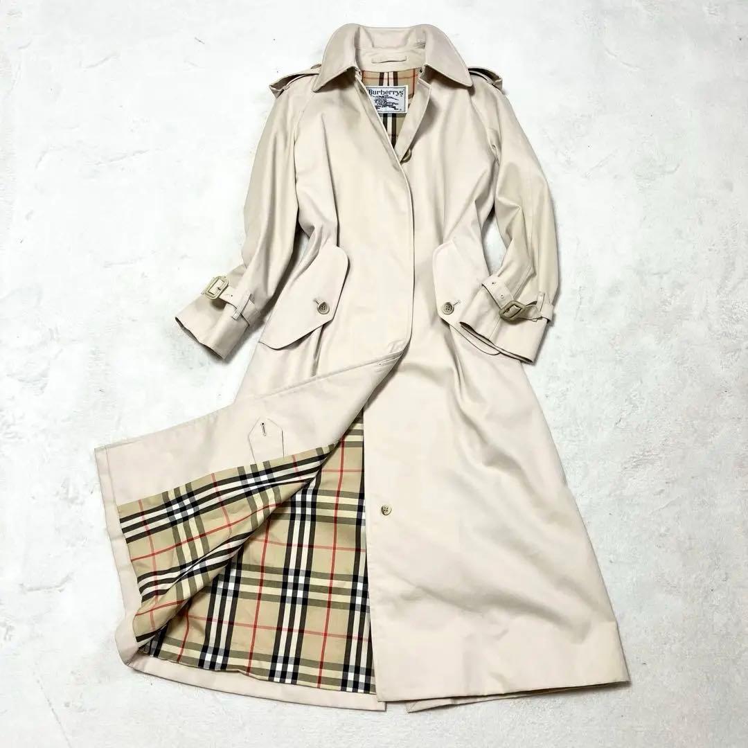 [美品] バーバリー　トレンチコート　ロング110 裏ノバチェック総柄　ベージュ