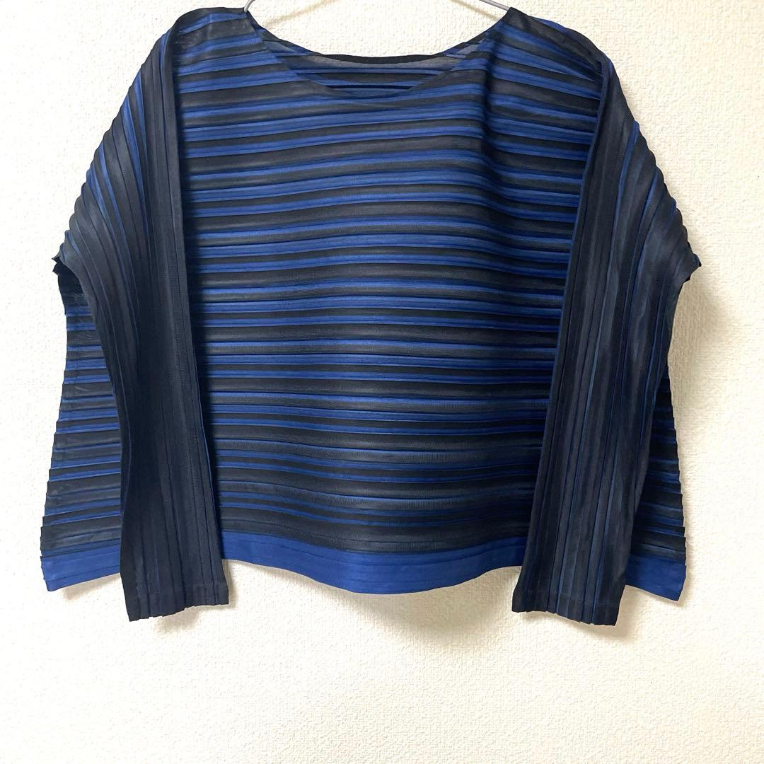 プリーツプリーズ バウンス 横プリーズ　ブルー