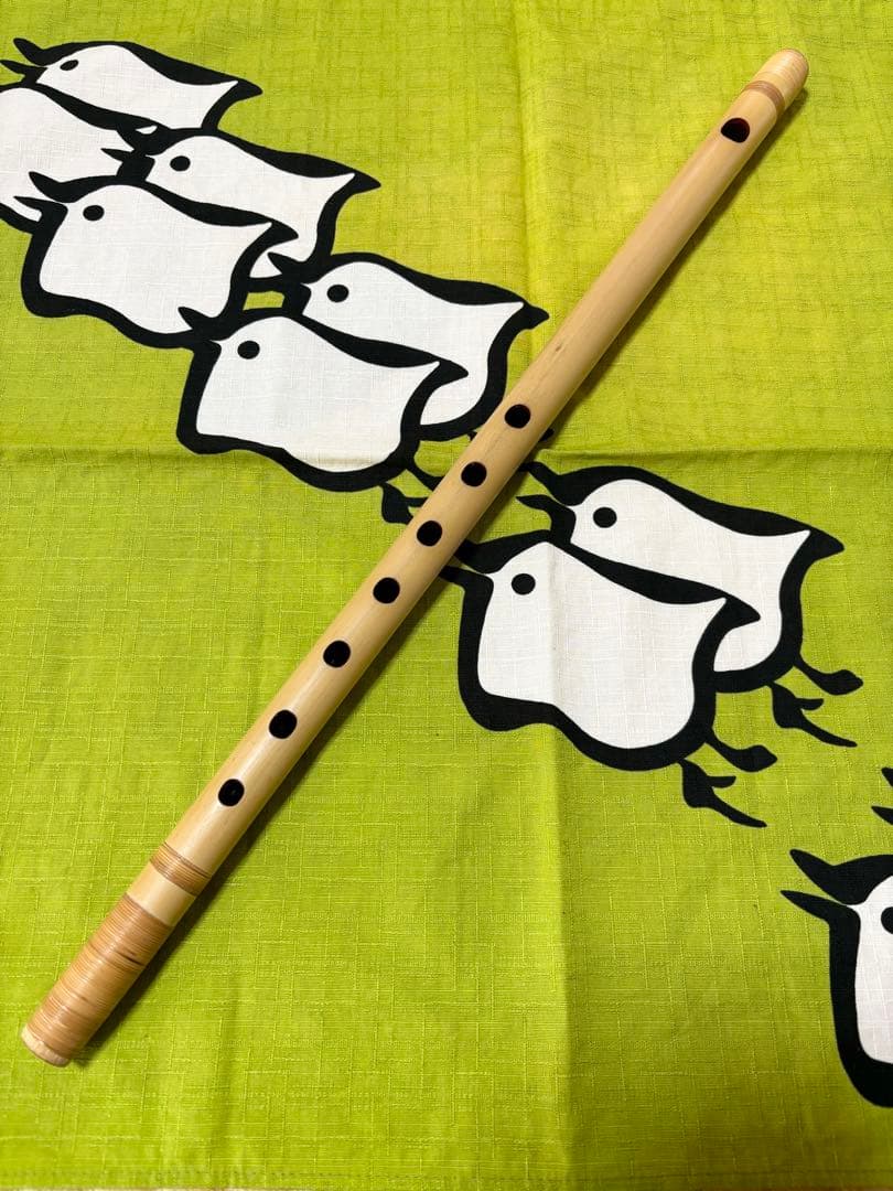 山田藍山作　篠笛　古典調　七孔　天地巻　彫り込み籐 「蜻蛉（アキツ）」
