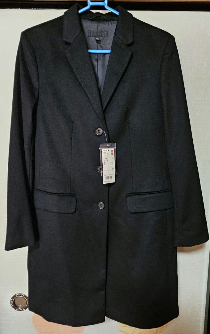 【タグ付き未使用品】ブラック チェスターコート ウールカシミヤ Lサイズ