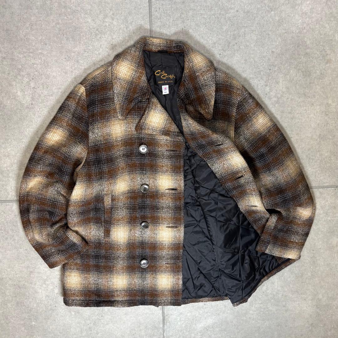 Cal Craft　ピーコート　USA製　90s　オンブレチェック　キルティング
