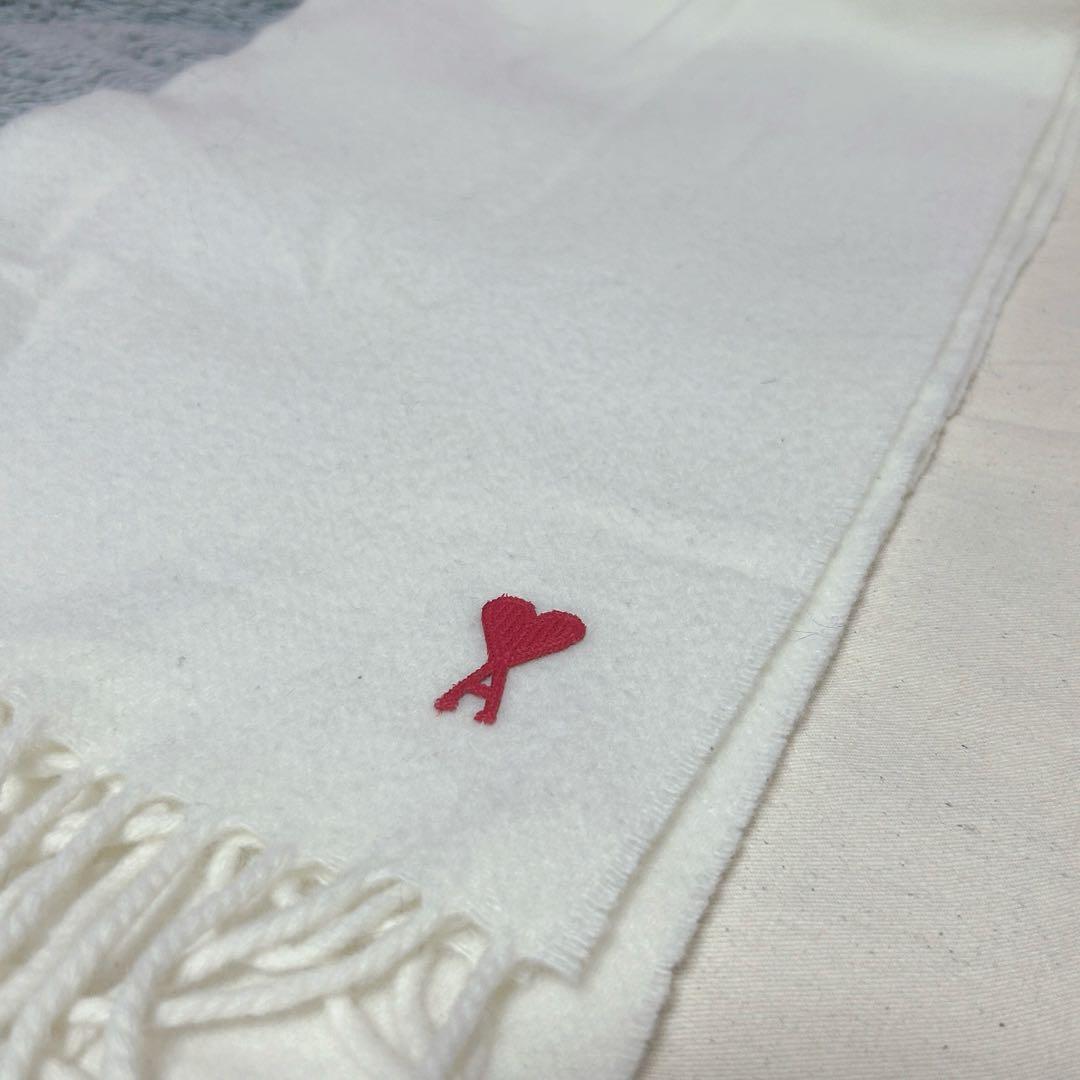 AMI PARIS マフラー 白 ハートAロゴ アミパリス ホワイト