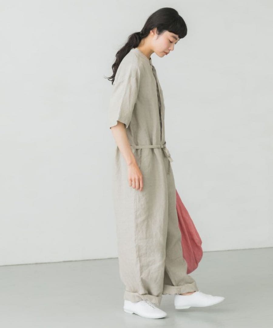 かぐれ kagure リネンハーフスリーブオールインワン