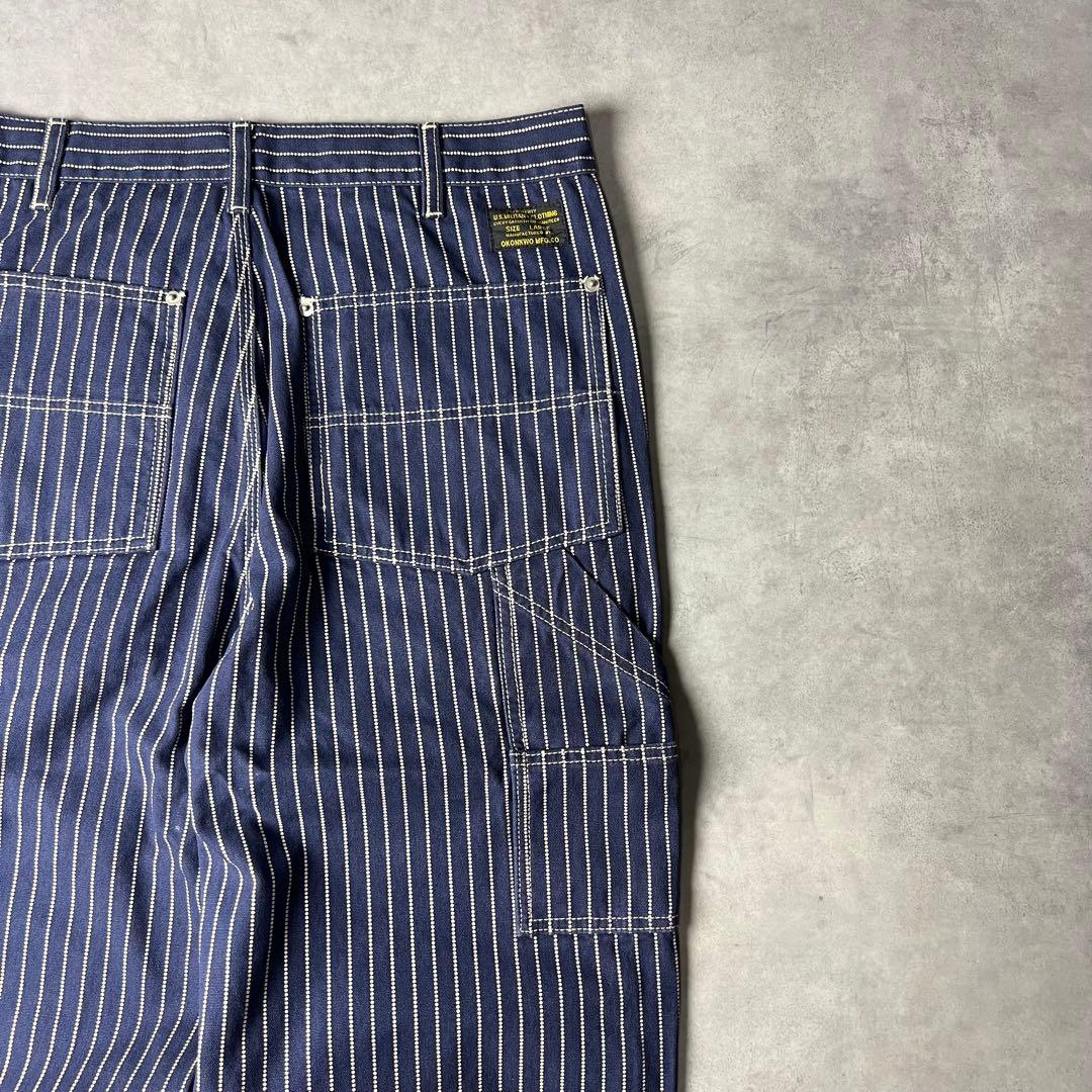 ✅新品未使用　ウォバッシュ　ストライプ　ダブルニー　パンツ　インディゴ　濃紺　L