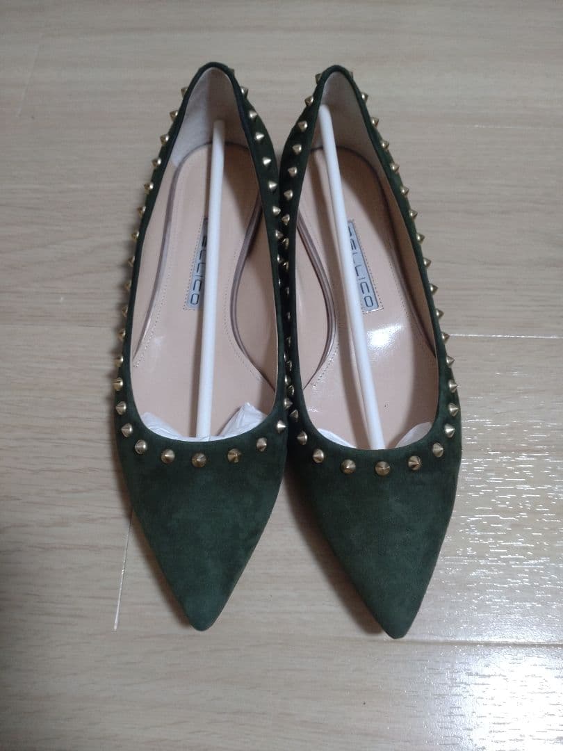 PELLICO スエード ポインテッドトゥパンプス　オリーブグリーン38