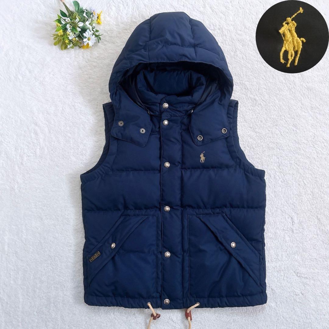 POLO RALPH LAUREN 2way ダウンベスト ホースロゴ 紺色 M
