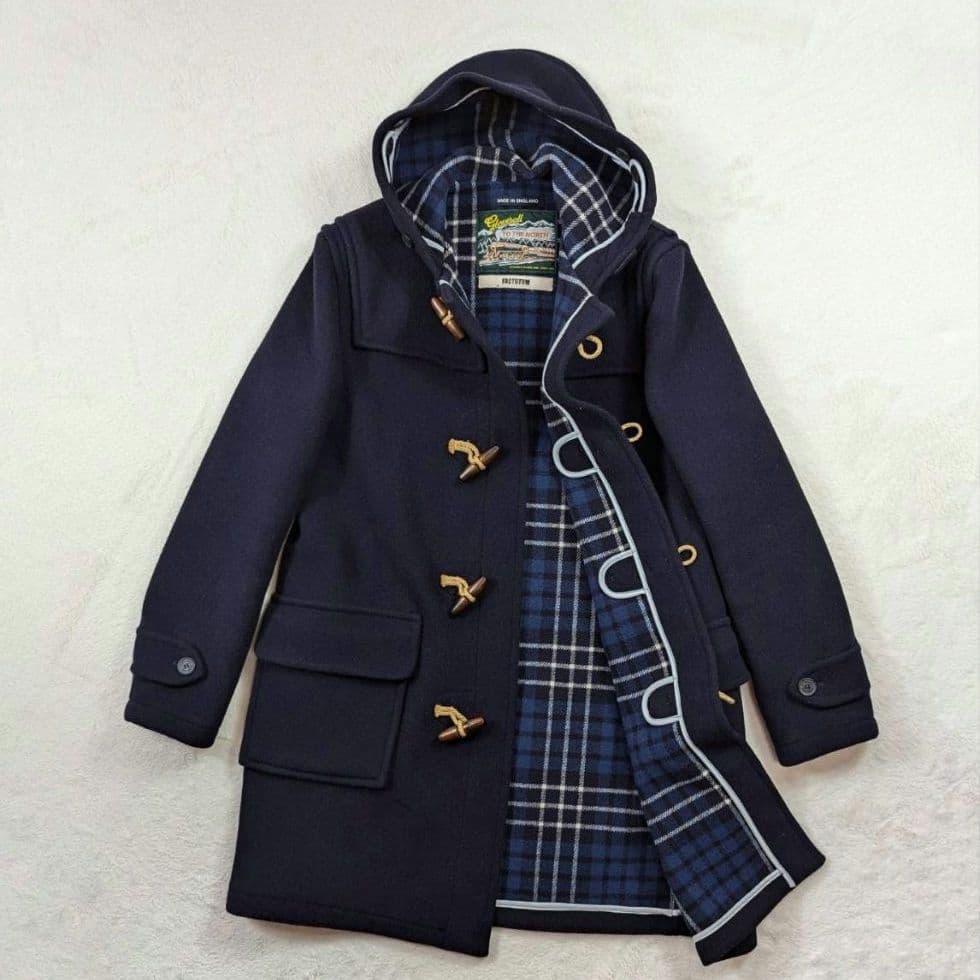 美品 FACTOTUM 別注 Gloverall ダッフルコート チェック Ｌ