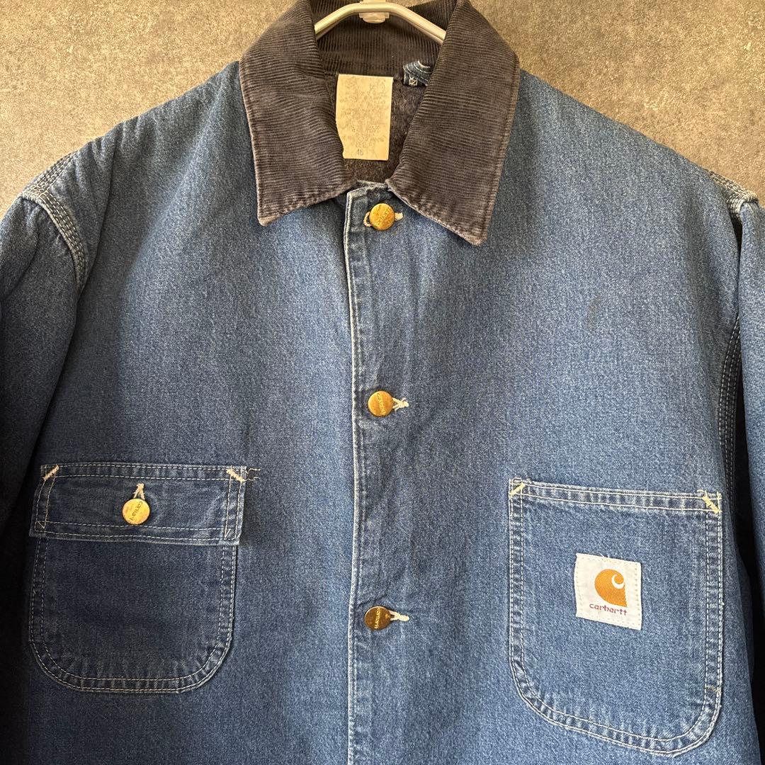 希少 星タグ Carhartt ミシガン チョアコート デニムUSA製 46