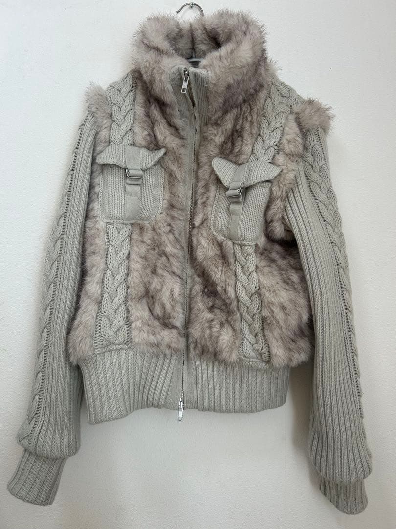 LAGUA GEM CABLE KNIT FAUX FUR ブルゾン