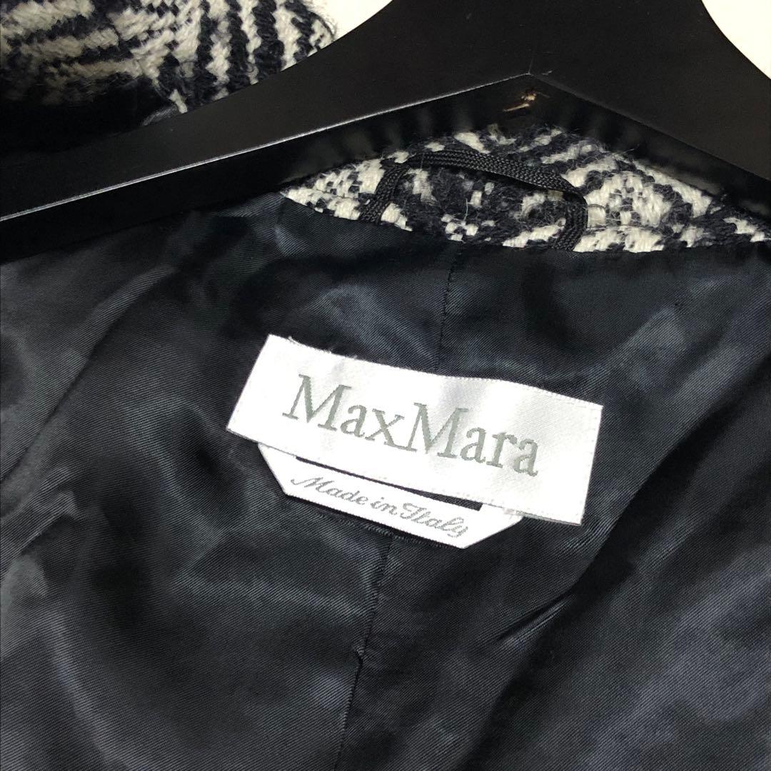 白タグ✨　マックスマーラ　Pコート　ツイード　ヘリンボーン　モヘア混✨　グレー