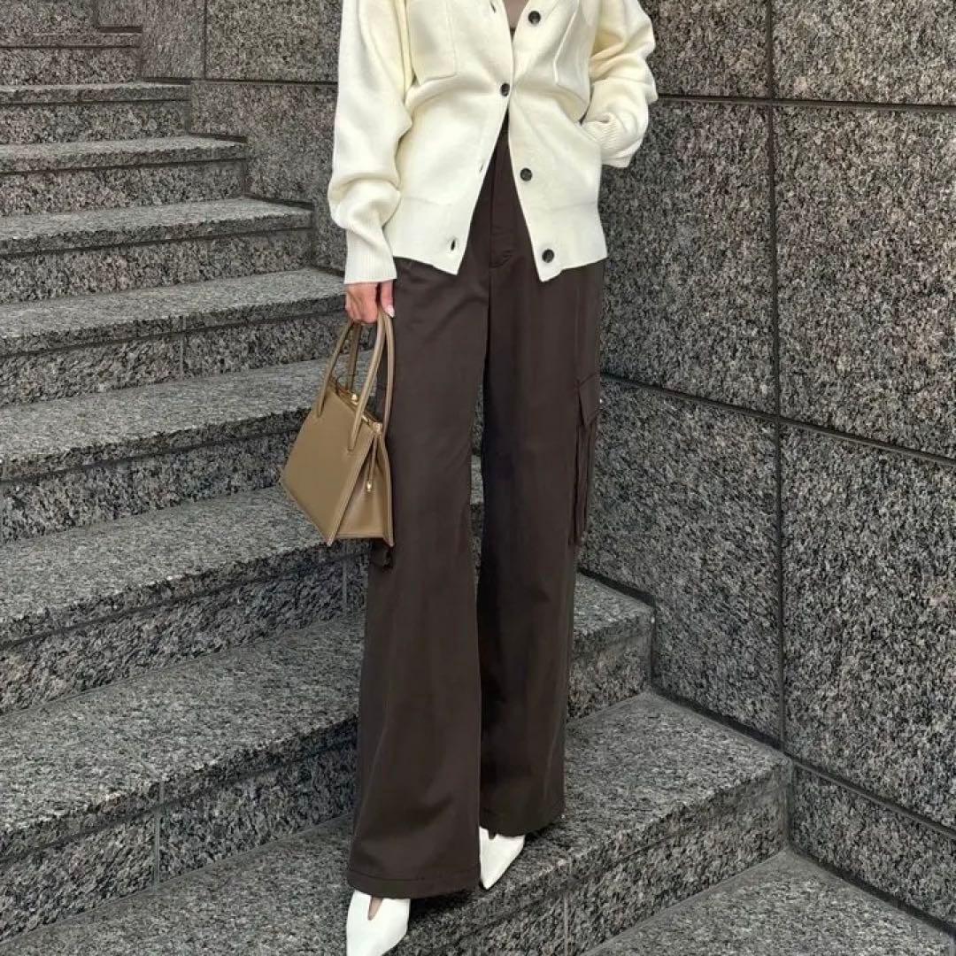 アニュアンス 2025年モデル ドロストヘムカーゴパンツ ブラウン ポケット