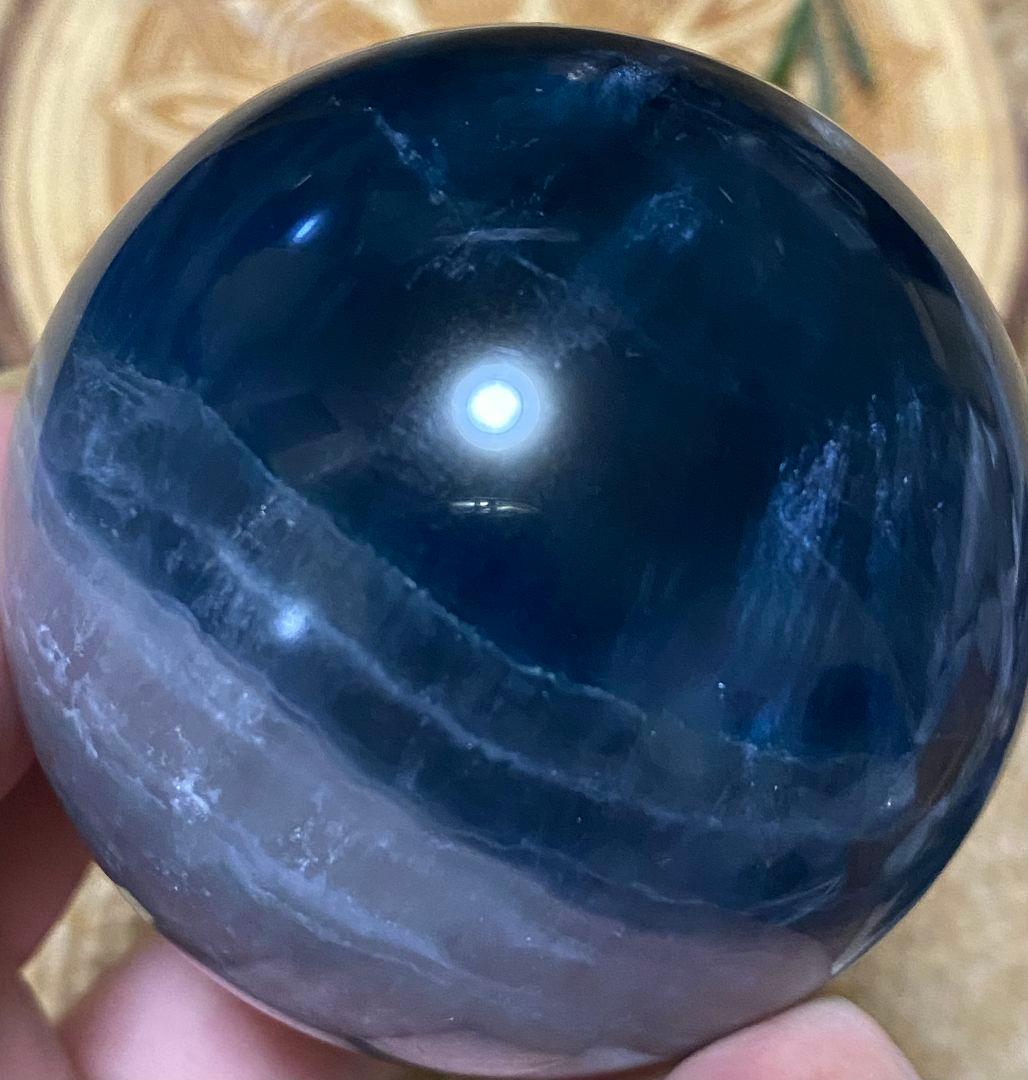 ★ブルー✖ホワイト★フローライト★ラビットヘア★キラキラ オーロラ 虹★スフィア