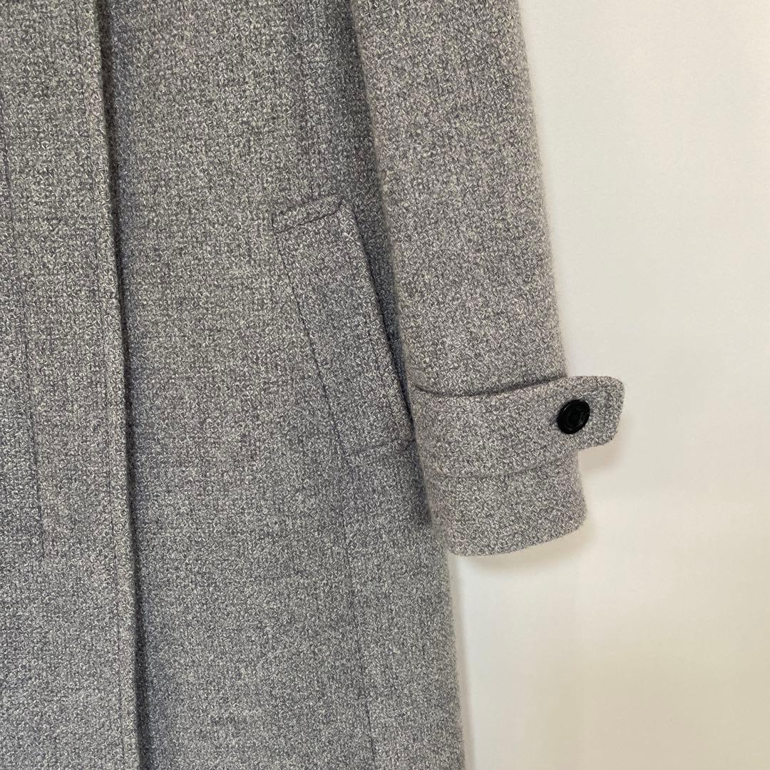 ポールスチュアート ロングコート 6 ツイード グレー ステンカラー DMW