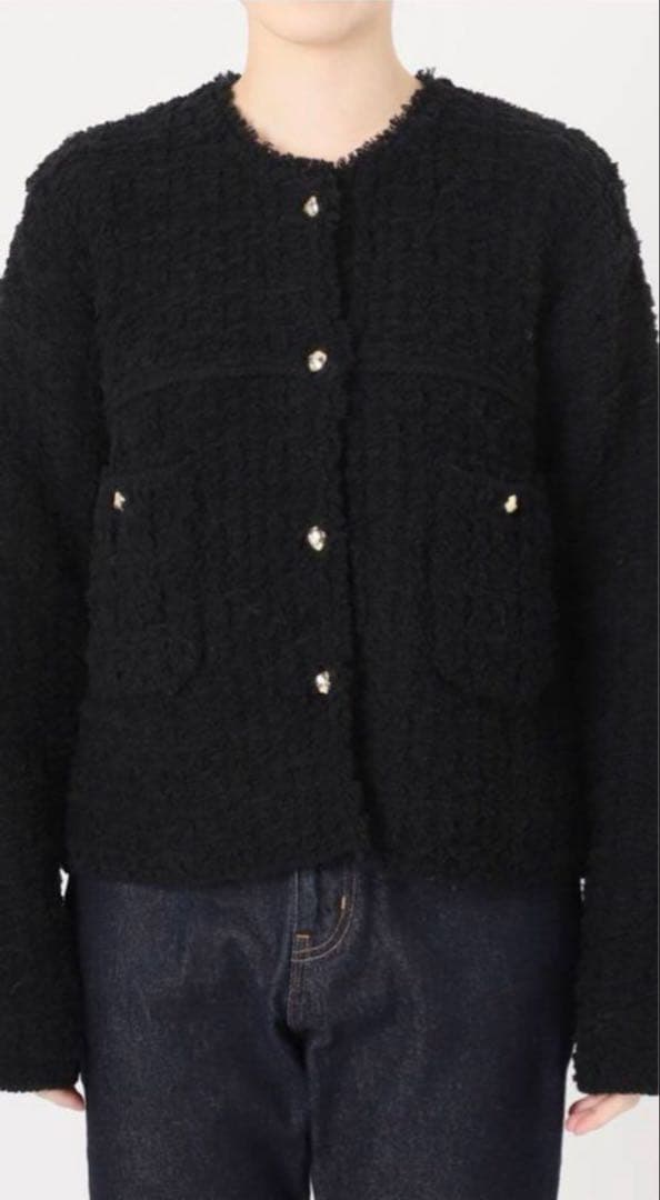 SLOBE IENA ブラック ノーカラージャケット