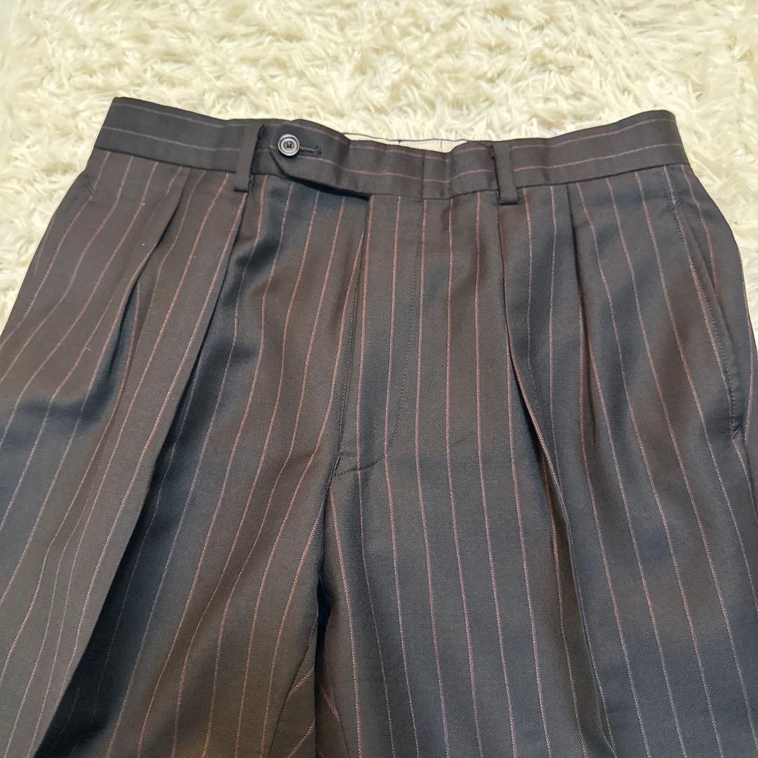 【美品】バーバリーロンドン ダブル スーツセットアップ ストライプ シルク混A6