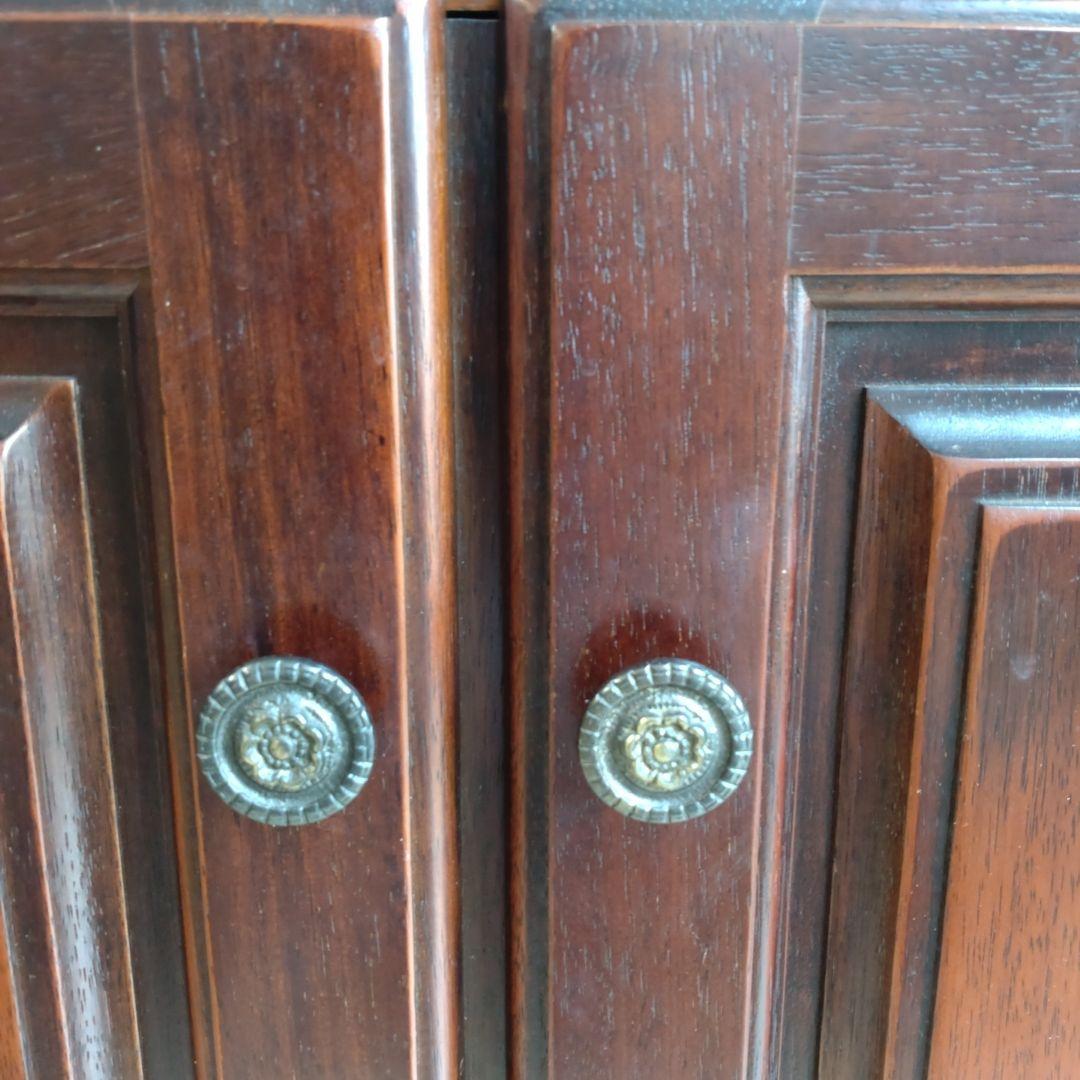 【カリモク】ダークブラウン　木製キャビネット オールドカリモク　電話台