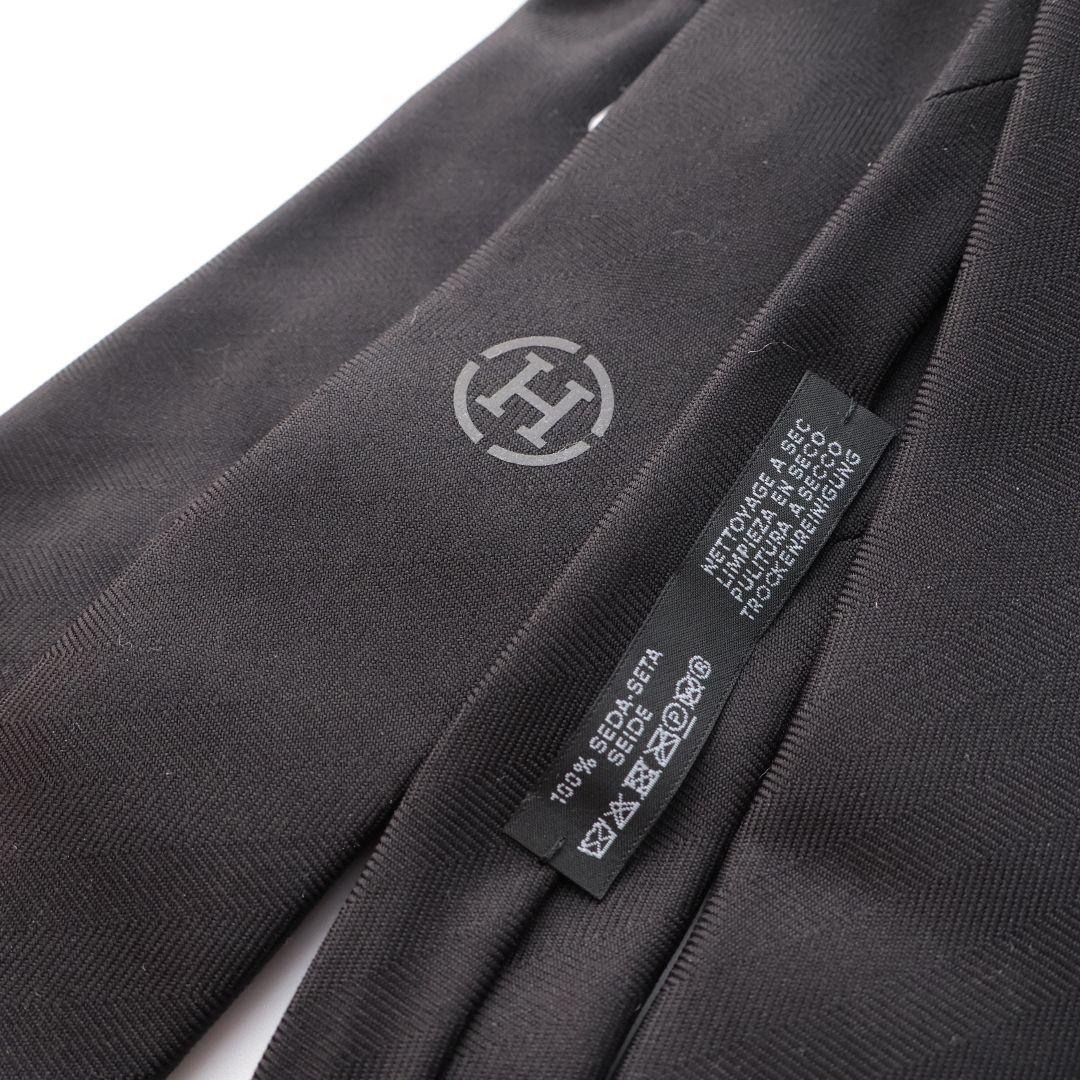 未使用 エルメス HERMES ブラック ネクタイ