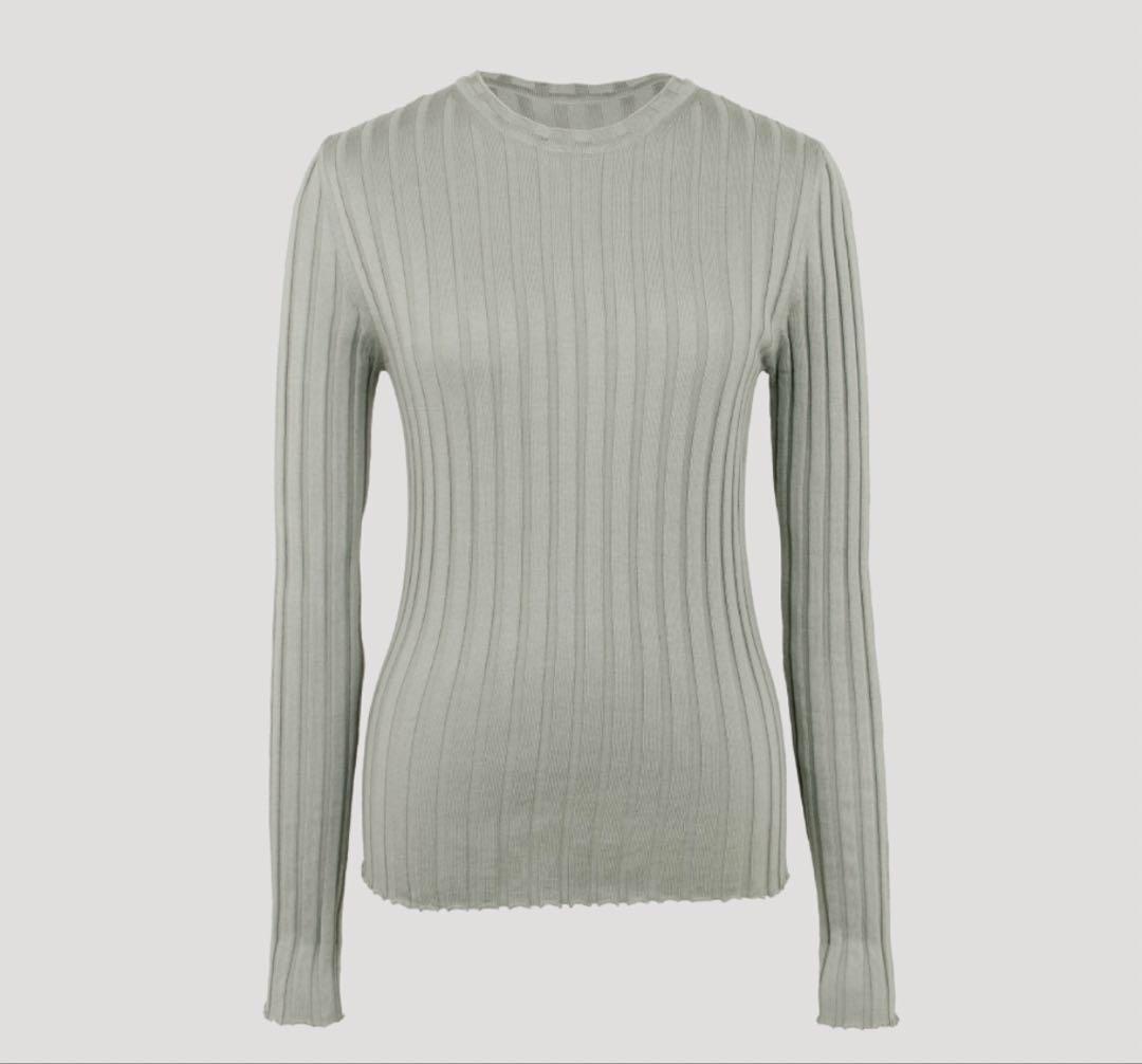 ヨンファ　コットンカシミヤリブニット　moss gray