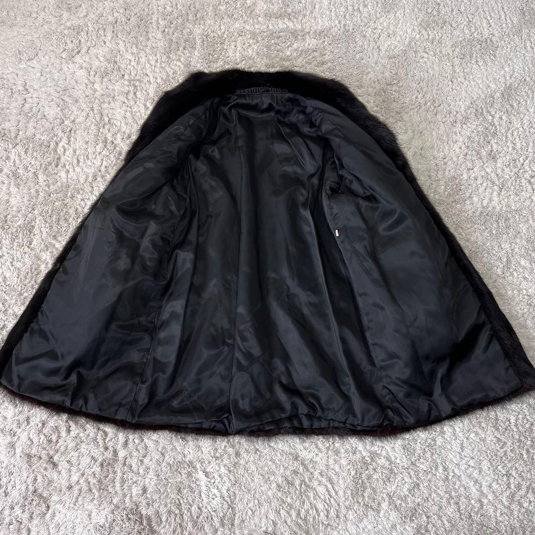 ブラックミンク ミンク 艶 柔らか 本毛皮 ミドルコート 80cm