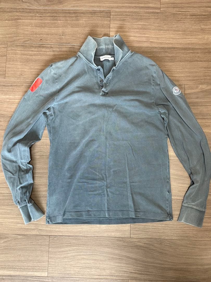 正規品◇MONCLER グレー ポロシャツ　ペイント加工