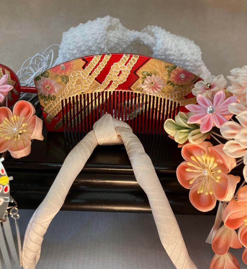 専用 七五三　雨に咲く花　菊花簪　傘金属簪　櫛簪　玉簪　Uピン簪　　水引簪