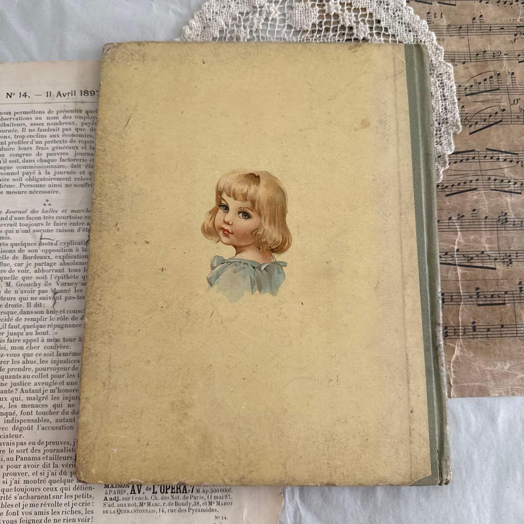 稀少1889年アンティーク美しい挿絵の絵本　洋書　古書ジャンクジャーナル額装に