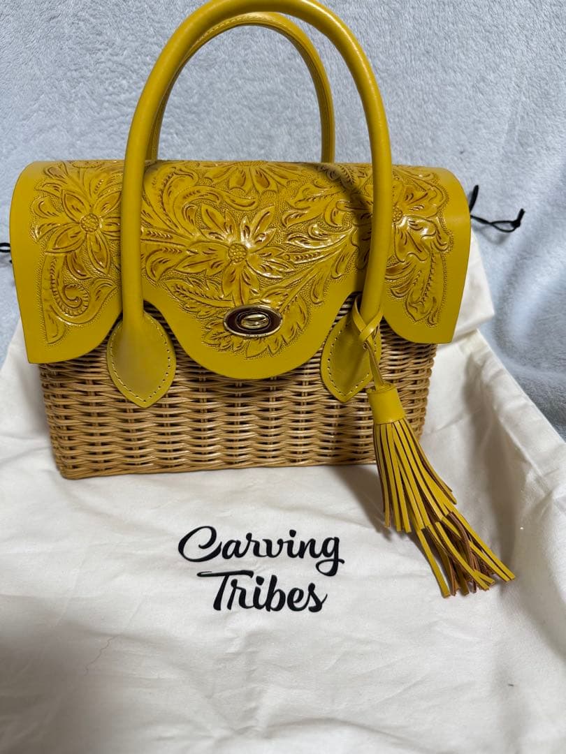 Carving Tribes イエロー かごバッグ