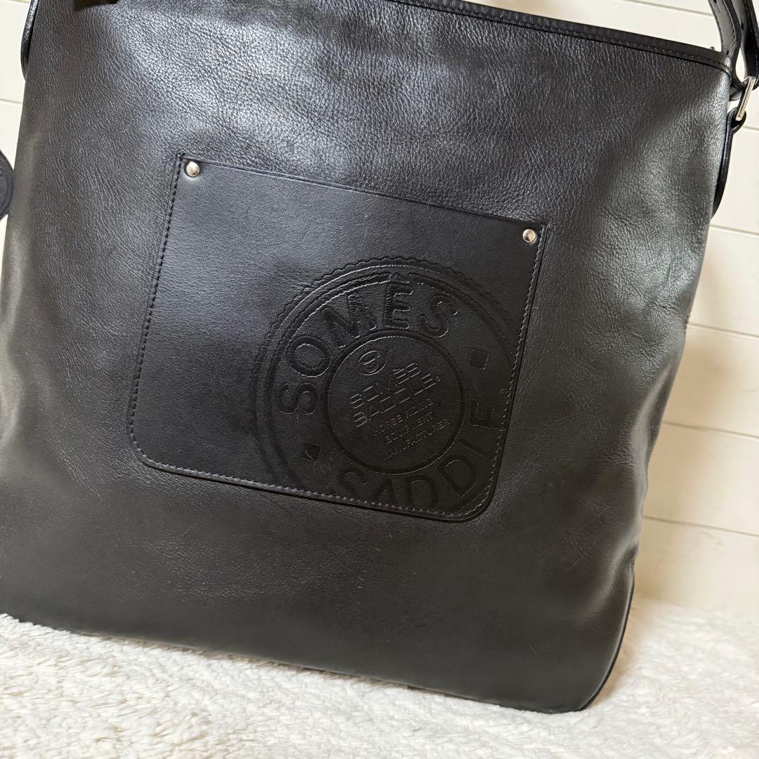 ⭐️未使用級⭐️　ソメスサドル　ショルダーバッグ　BIGロゴ　ブラック　レザー