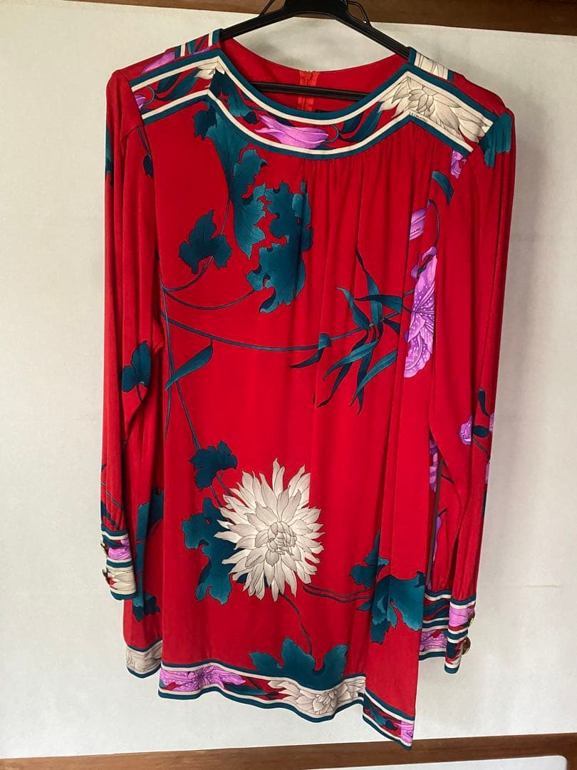 Leonard 花柄 長袖チュニック 赤