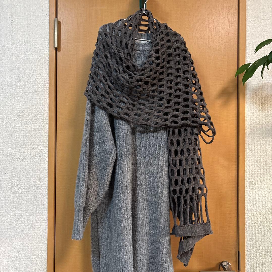 ZUCCa メッシュ編み ニットストール グレー