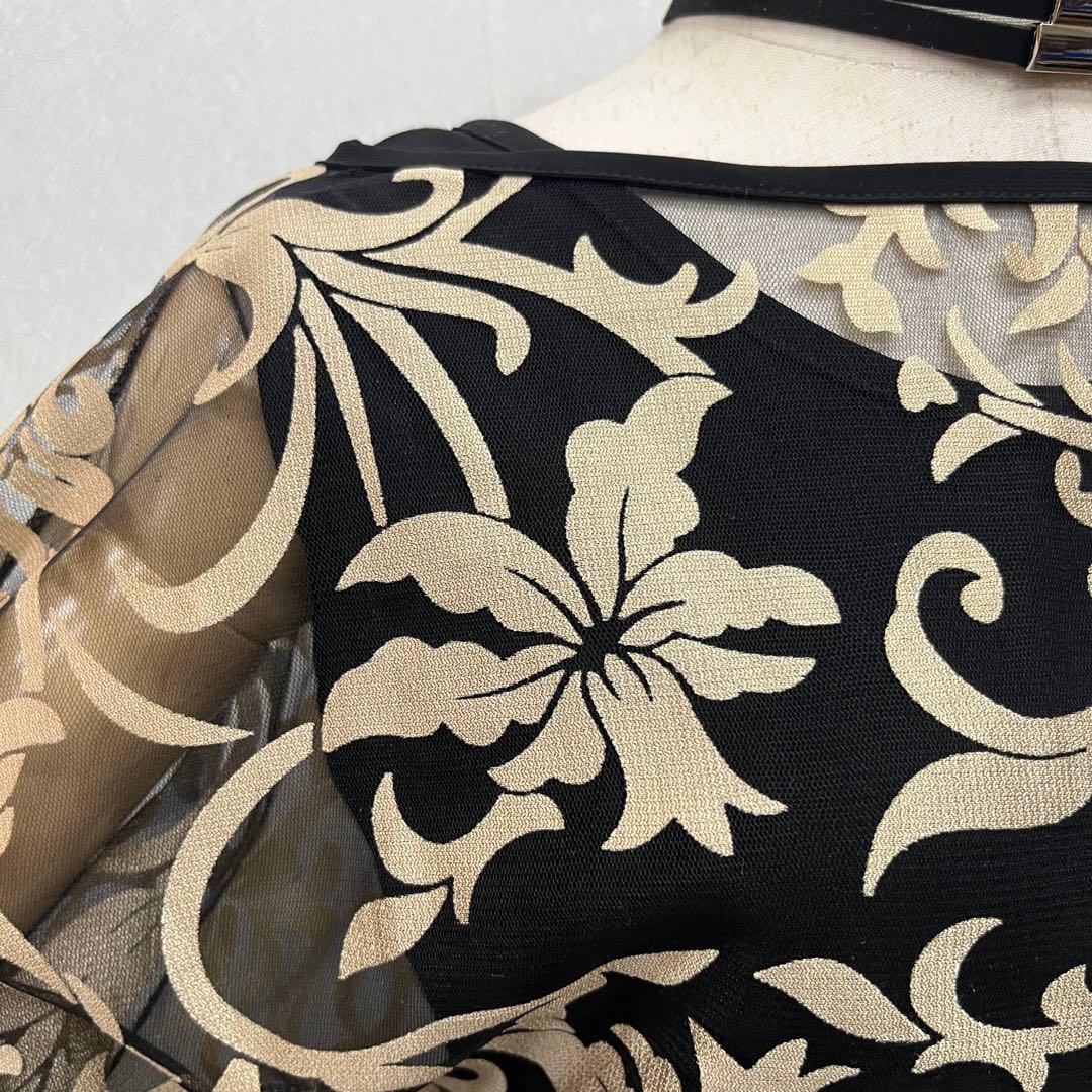 新品 社交ダンス セットアップ 黒地にゴールドプリント ドルマンスリーブ