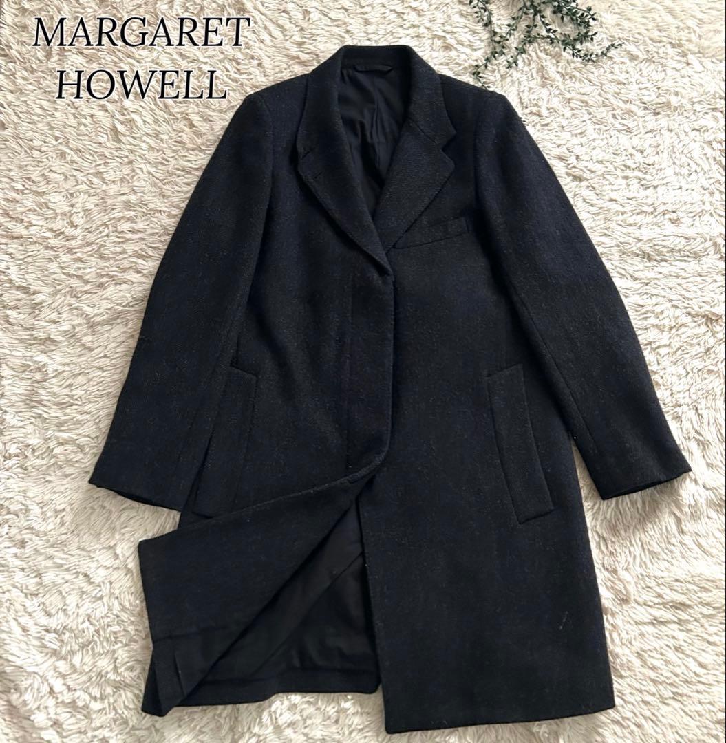 マーガレットハウエル ヘリンボーン ウール 比翼ボタン チェスターコート
