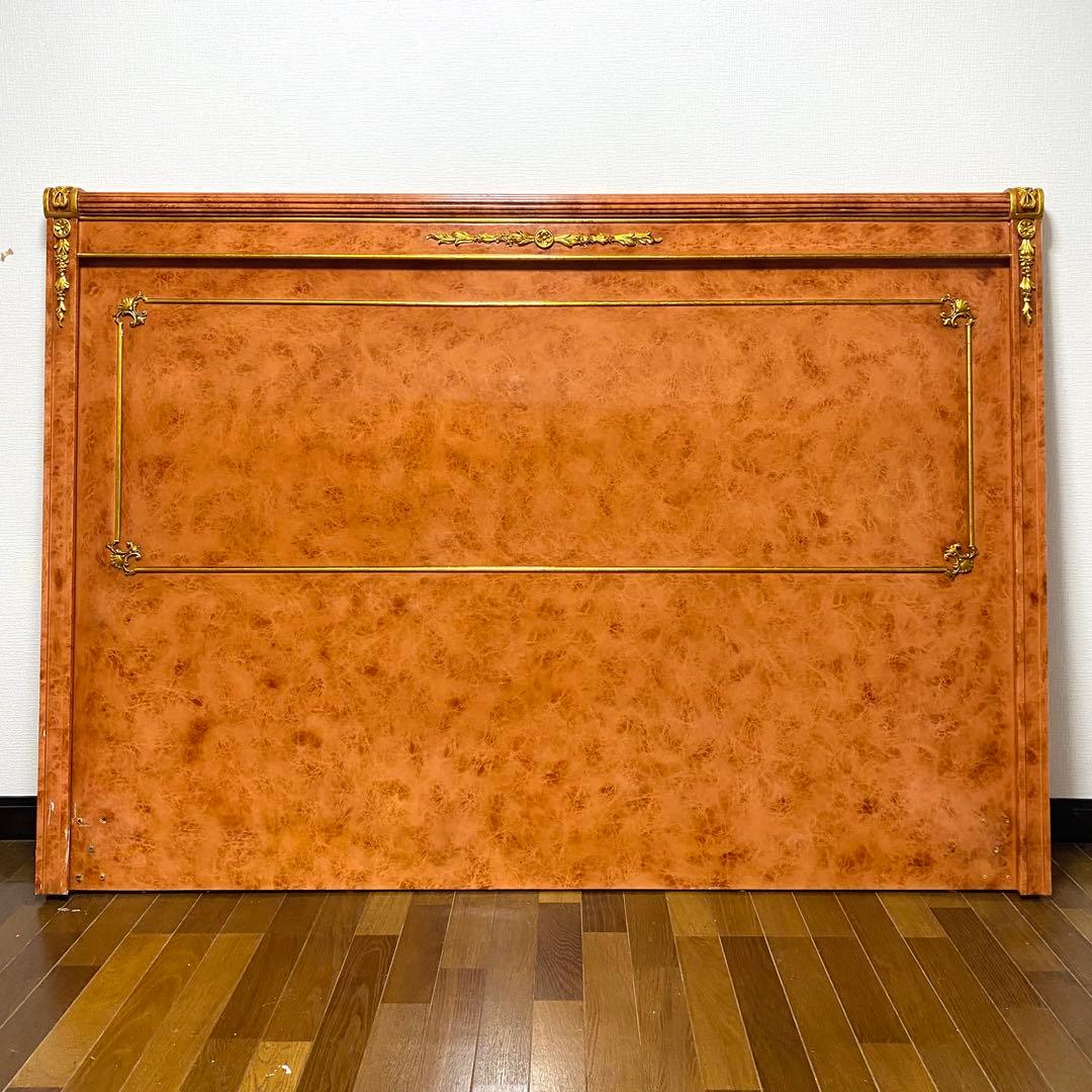 イタリア製 ヴィンテージ バロック ゴールド 彫刻 キングベッド ヘッドボード