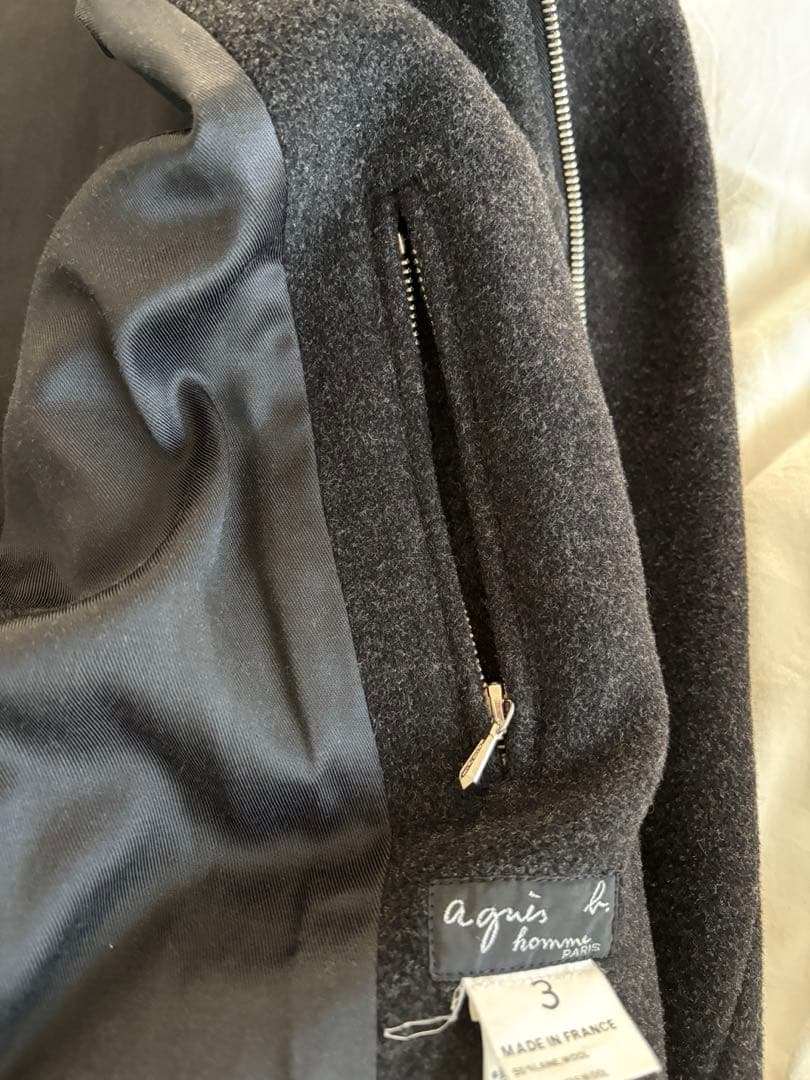 90s フランス製 アニエスベー ririジップ ウール カシミヤ ジャケット