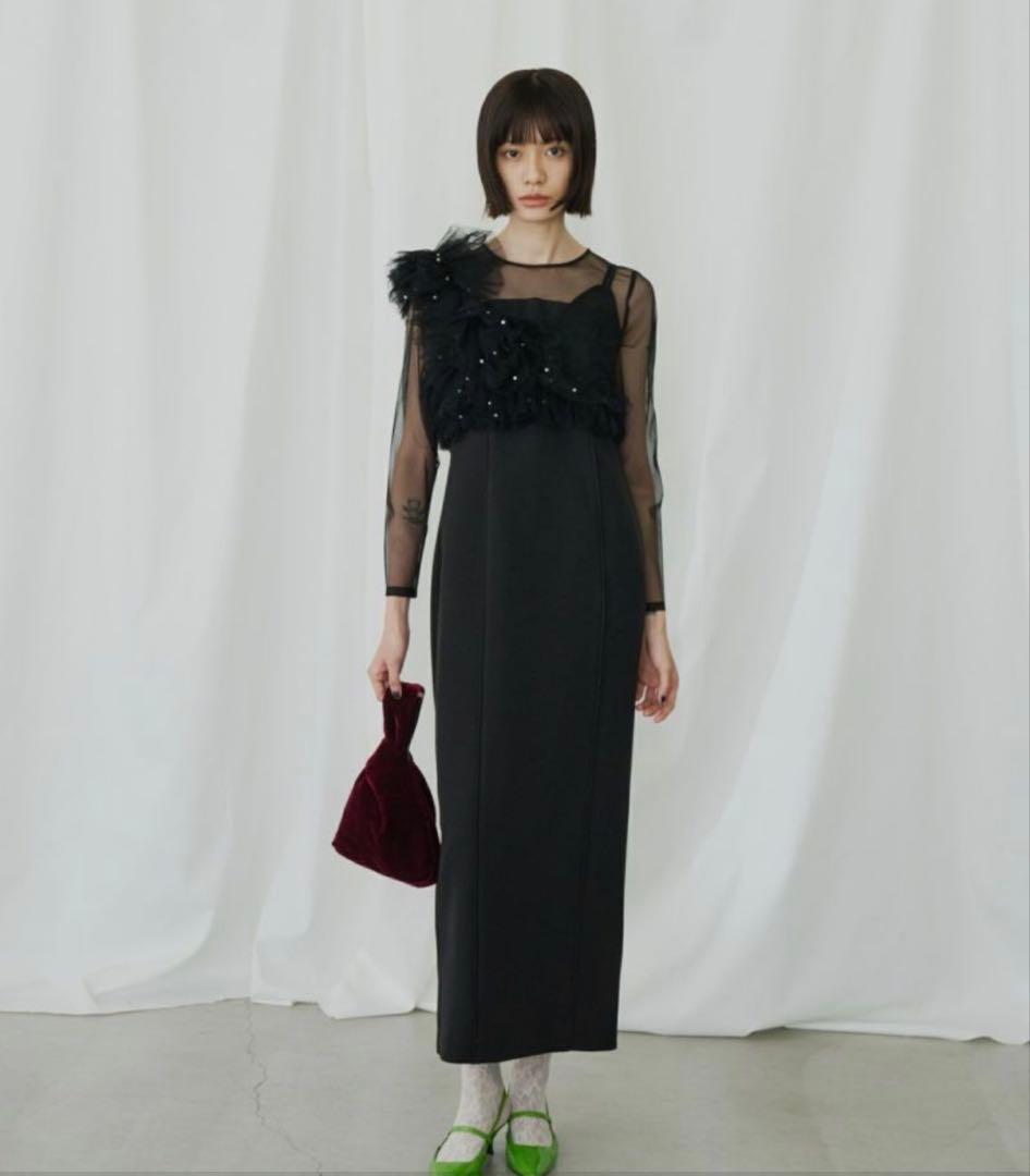 ANDRESD pearl bustier dressお呼ばれドレス