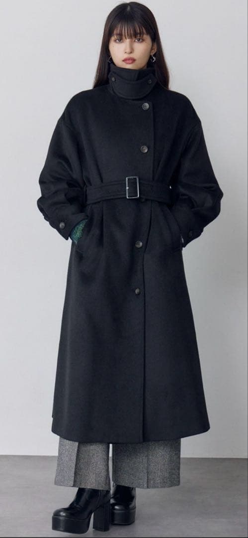 MURUA スタンドネックダブルカラーコート