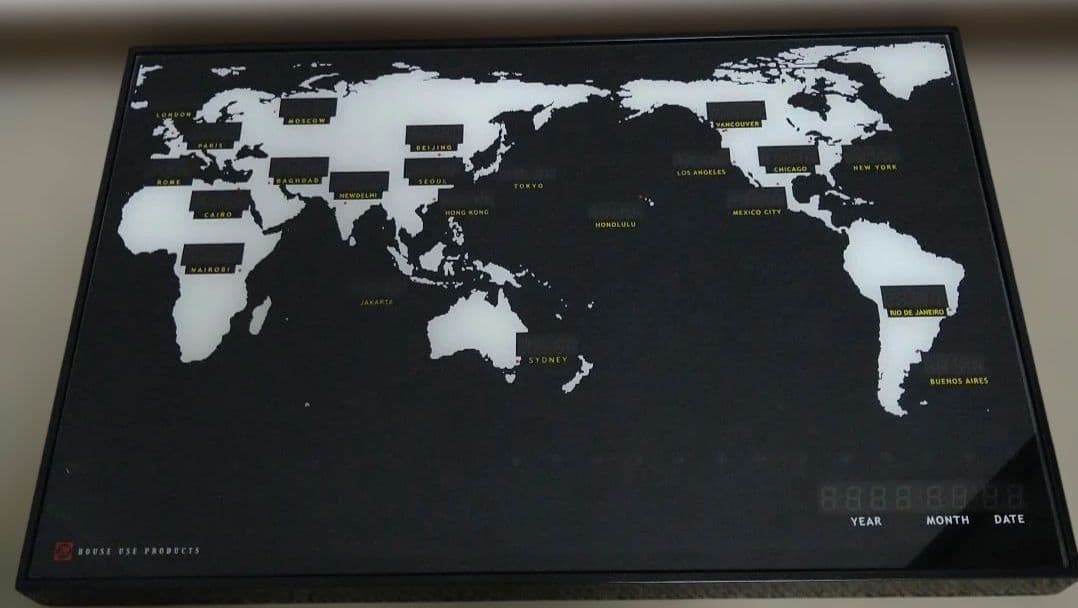 LEDデジタル式世界時計 ワールドクロック 壁掛け 22ヵ国表示