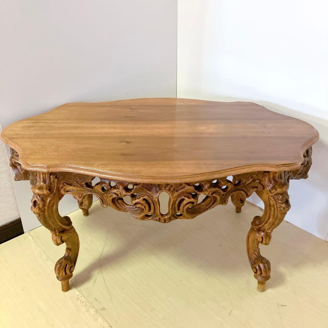 イタリア家具　アンティーク　ローテーブル　ダイニングテーブル　猫脚　ロココ調