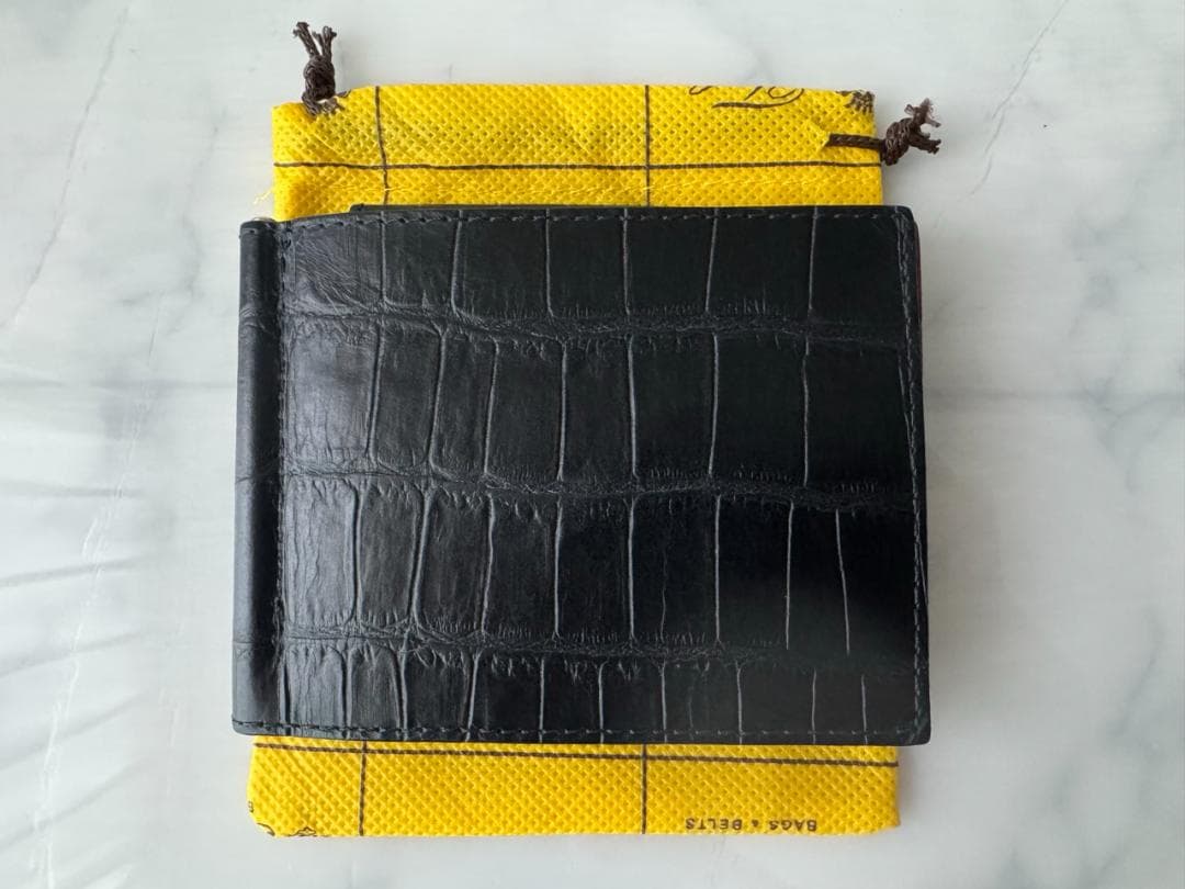 Felisi　915/2/SA　マネークリップ　クロコ型押しレザー　ブラック/黒