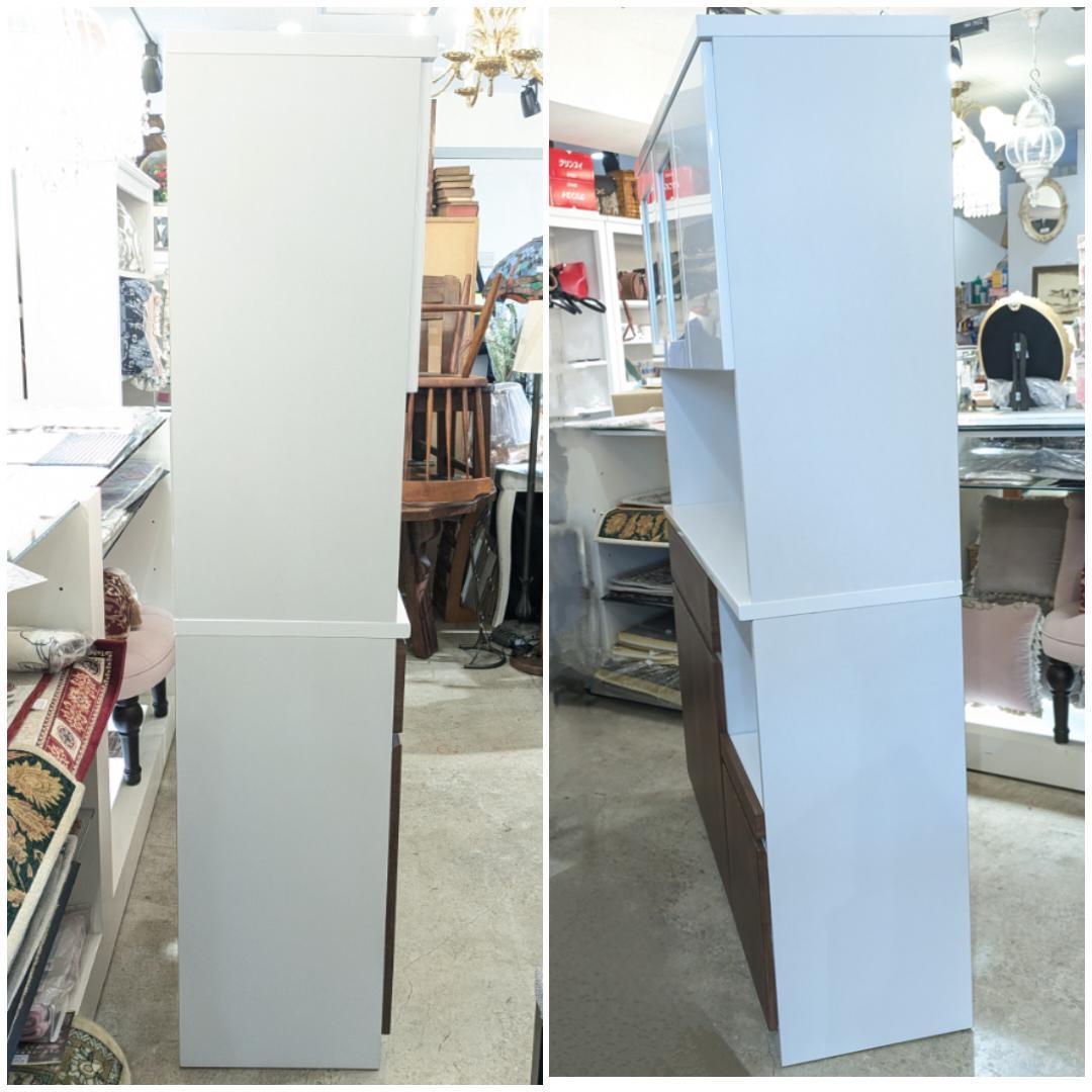 【大容量】 近藤産業 食器棚 ホワイト 幅120㎝ キッチンボード レンジボード