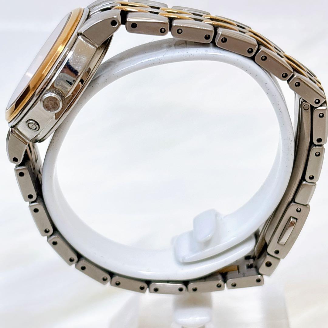 稼働極美品✨セイコー　エクセリーヌ　メタル　電波ソーラー　シェル　9pダイヤ